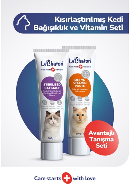 Kısırlaştırılmış Kedilere Özel Multivitaminli Malt Macun ve Taurinli Biyotin Multivitamin Kedi Maltı