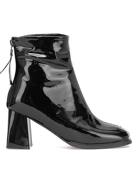 25K415-1 Kadın Hakiki Deri Topuklu Bot Siyah