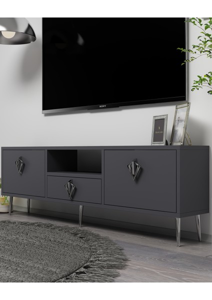 1313DROPDD-32 Tv Sehpası Antrasit-Gümüş