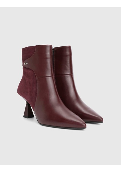 Patsy Hakiki Süet Deri Bordo Kadın Topuklu Bot