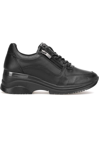 2313081K Kadın Hakiki Deri Dolgu Topuk Ayakkabı Siyah