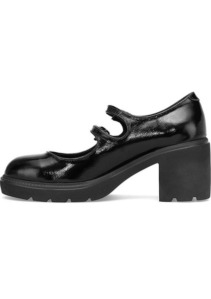 D25KA-160 Kadın Hakiki Rugan Deri Klasik Topuklu Ayakkabı Siyah modelleri