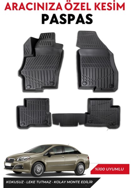 Fiat Linea 2009 Model Araca Özel Havuzlu Paspas Takım