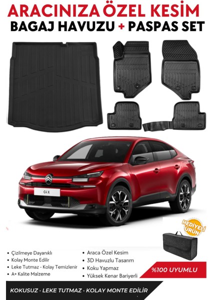 Citroen C4X 2025 Model Bagaj Havuzu+Paspas Full Takım+Hediyeli