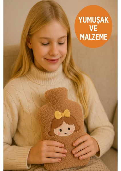 Kahverengi Peluş Sıcak Su Torbası – Yumuşak, Güvenli ve Şık Saçlı Kız Model, 1 Litre fiyatları