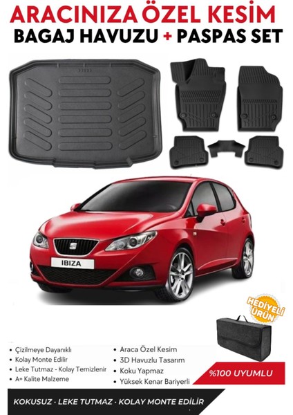 Seat Ibiza Hatchback 2015 Model Bagaj Havuzu+Paspas Full Takım+Hediyeli
