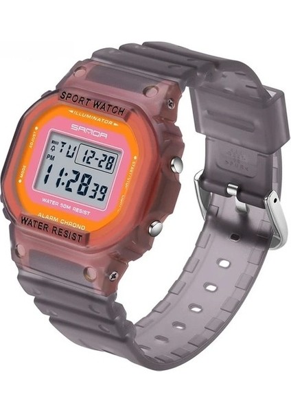 Şeffaf Siyah 5 Sanda Moda Kadın Dijital Saat Lüks Marka Öğrenci Spor Saatleri Unisex LED Kol Saati Kız Saat Casıo (Yurt Dışından)