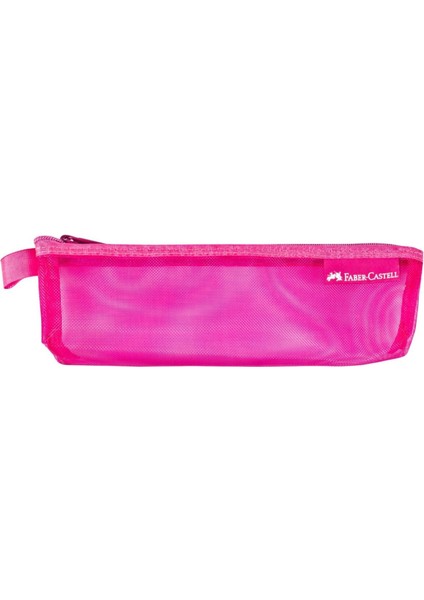 Mesh Kalem Kutusu Pembe Nylon Malzeme ile 19x5,5 Cm Kapasiteli Şık Tasarım