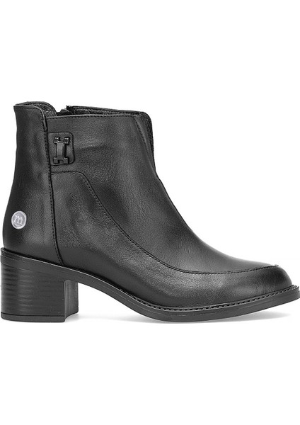 D25KB-1910 Kadın Hakiki Deri Topuklu Bot Siyah