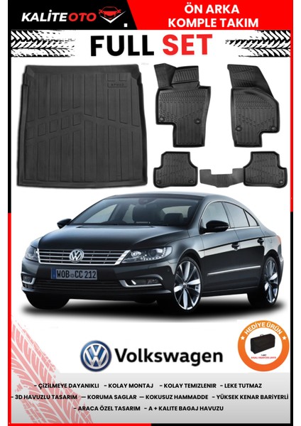 Volkswagen Passat cc 2013 Model Bagaj Havuzu+Paspas Takımı Full Set+Hediyeli