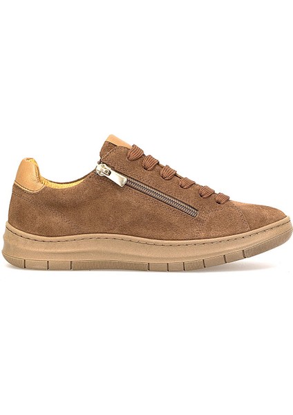 D25KA-495 Kadın Hakiki Süet Deri Casual Ayakkabı Camel