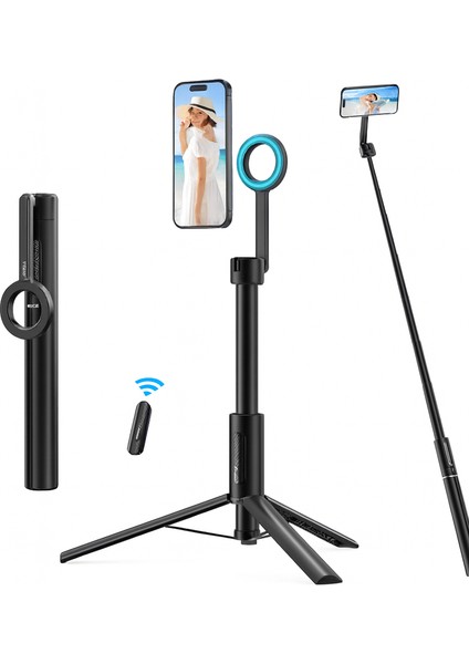 Kablosuz Uzaktan Kumandalı Manyetik Tripod – 164 cm | 360° Döner Başlık | Hafif ve Katlanabilir modelleri