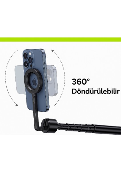 Kablosuz Uzaktan Kumandalı Manyetik Tripod – 164 cm | 360° Döner Başlık | Hafif ve Katlanabilir fırsatları