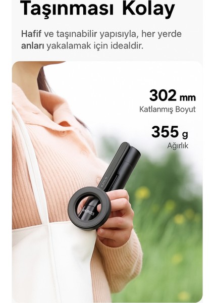 Kablosuz Uzaktan Kumandalı Manyetik Tripod – 164 cm | 360° Döner Başlık | Hafif ve Katlanabilir