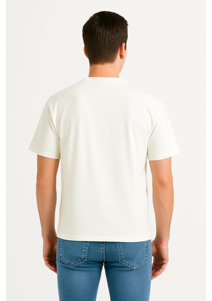 100% Pamuk Basic Fit Bisiklet Yaka Ekru Erkek T-Shirt - Alpha fiyatları