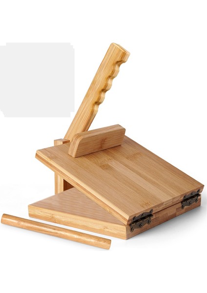 Tortilla Presi 10 Inç Roti Makinesi ve Oklava Büyük Bambu Ahşap Tortilla Makinesi 50 Parça Parşömen Kağıdı (Yurt Dışından)