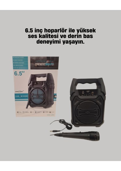 6.5 Inç Bluetooth Hoparlör Mikrofonlu Taşınabilir Karaoke ve Parti Sistemi fiyatları