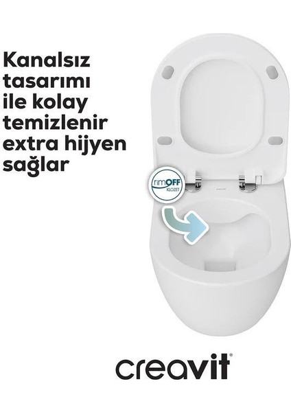 Free Rim-Off Kanalsız Asma Klozet 1.kalite (FE322.02) + Duck Tp Yavaş Kapanan Kapak 2'li Set fırsatları