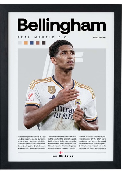 Jude Bellingham Real Madrid Fc Siyah Çerçeveli Poster Tablo