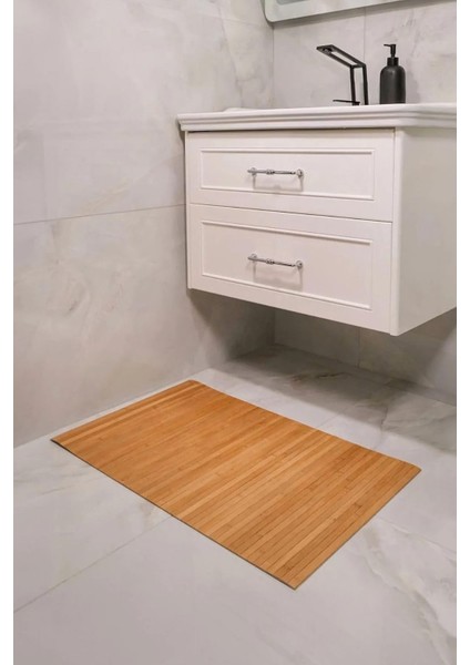 Kaymaz Taban Katlanabilir Çok Amaçlı Mat Dekoratif Banyo Paspası 70X45 Cm- 1403