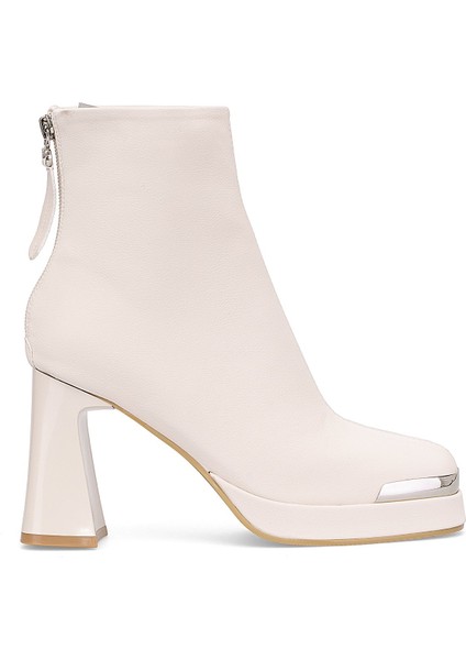 25K414-2 Kadın Hakiki Deri Topuklu Bot Bej