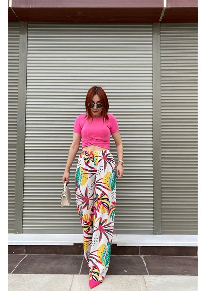 Yüksek Bel Desenli Pantolon fırsatları