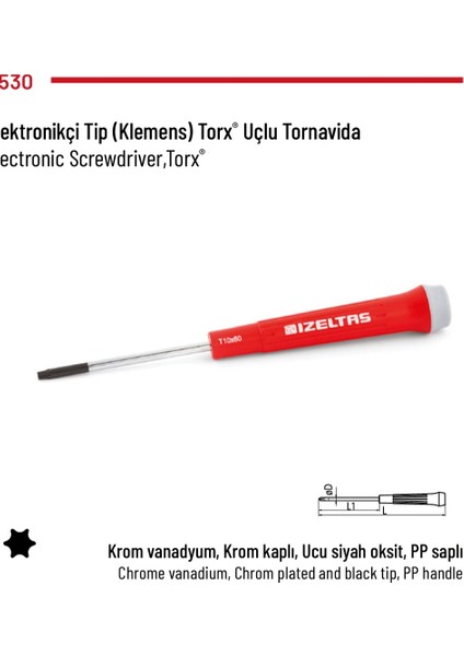 Tornavida Klemens Torx Uçlu T5