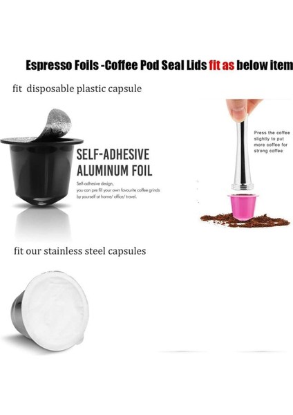 Nespresso Originalline Kapsülleri, Kahve Kapsülleri ve Kaşık Fırçalı 100 Adet Alüminyum Folyo Kapak, Alüminyum Kapak, Sızdırmazlık Folyo Kapakları (Yurt Dışından) fırsatları
