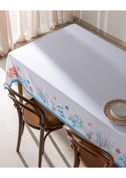 Fauve Masa Örtüsü - Açık Mavi/turuncu - 150X200 cm