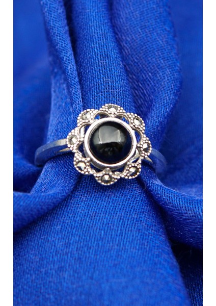 925 Ayar Kadın Gümüş Oltu Taşı Yüzük SY00070 modelleri