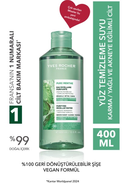 Micellar Makyaj Temizleme Suyu-Karma,yağlı,sivilce Eğilimli Cilt-Pure Menthe Botanik Kompleks 400ML