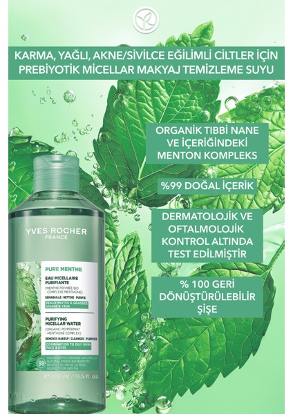 Micellar Makyaj Temizleme Suyu-Karma,yağlı,sivilce Eğilimli Cilt-Pure Menthe Botanik Kompleks 400ML indirimleri