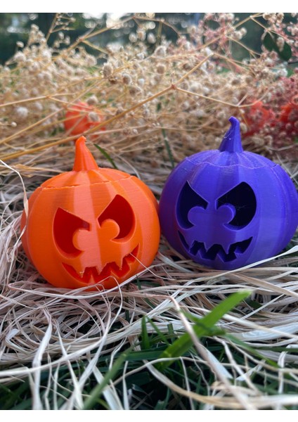 Halloween Bal Kabağı Tealight Mumluk, Mini Kabak Seti 2 Li, Mumlar Dahildir..
