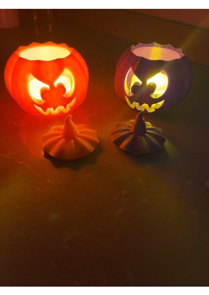 Halloween Bal Kabağı Tealight Mumluk, Mini Kabak Seti 2 Li, Mumlar Dahildir.. modelleri