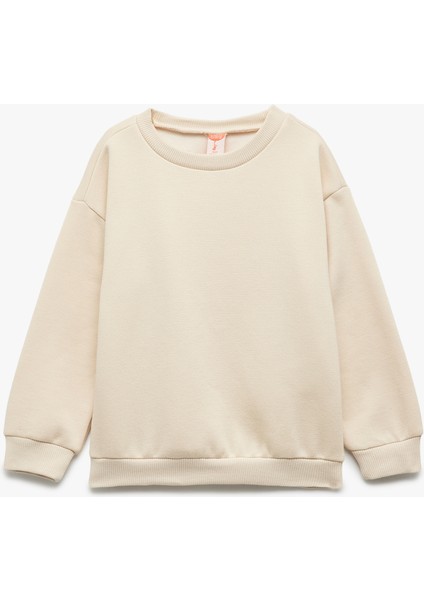 Şardonlu Uzun Kollu Basic Bisiklet Yaka Sweatshirt