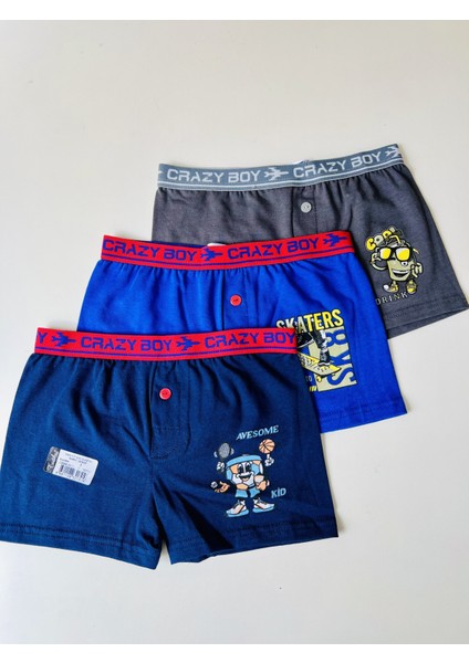 Erkek Çocuk Baskılı Boxer Renkli 3lü