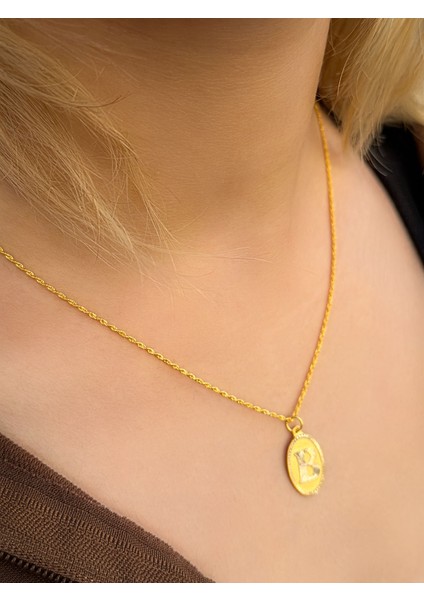 14 Ayar Altın Oval B Harfli Kolye