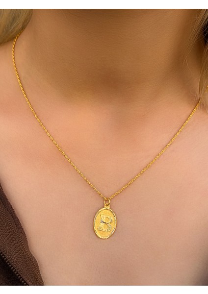 14 Ayar Altın Oval B Harfli Kolye fiyatları