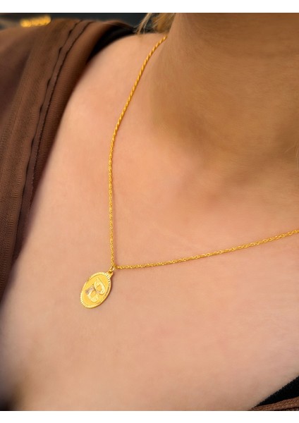 14 Ayar Altın Oval B Harfli Kolye modelleri