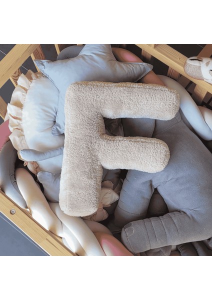 Litera, F Harfi, Yastık, Kırlent, Elyaf Dolgulu, Welsoft Kumaş, 40 cm fiyatları