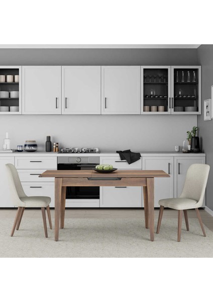 Açılır Mutfak Masası - Koyu Ceviz (Oslo Ceviz) 120-150X75X70 cm