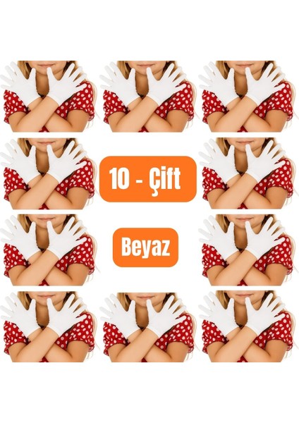 Unisex 10 Çift Çocuk Bando & Pandomim & Tören & Gösteri & Merasim Eldiveni & 23 Nisan & 19 Mayıs