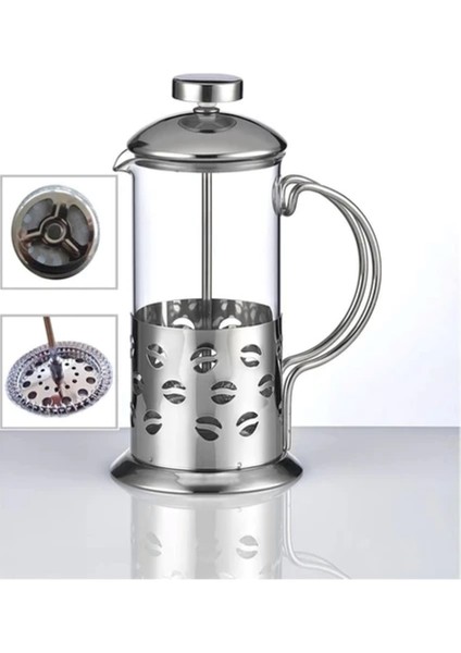 Modern Tasarım Çelik French Press – Bitki Çayı, Çay ve Kahve Için - 350 ml