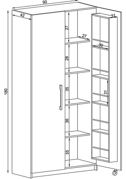 Kuzeylife Novensa Çok Amaçlı Erzak-Kiler Dolabı Iki Kapaklı Çam indirimleri