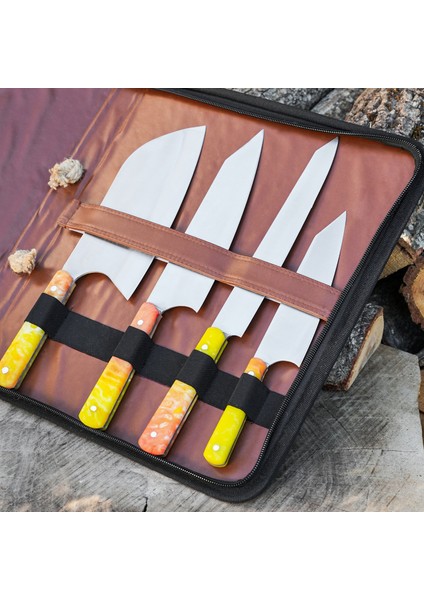 Şef Bıçağı Seti 4'lü - Epoksi Sap - Çantalı