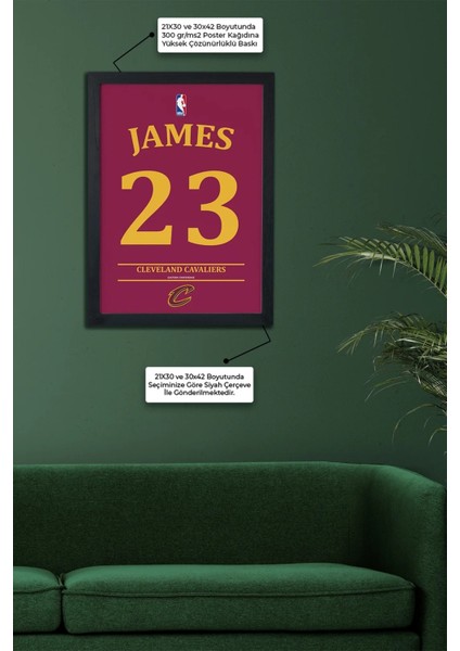 Lebron James Tasarımlı Siyah Çerçeveli Tablo Poster modelleri