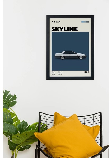 Nissan Skyline 1989 Car Serie Özel Tasarım Siyah Çerçeveli Tablo Poster fiyatları