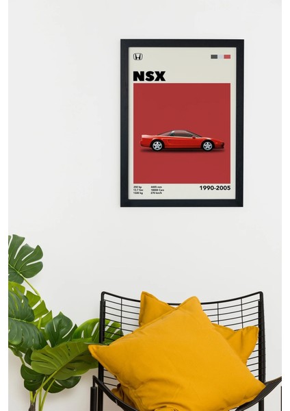 Honda Nsx 1990-2005 Car Serie Özel Tasarım Siyah Çerçeveli Tablo Poster modelleri