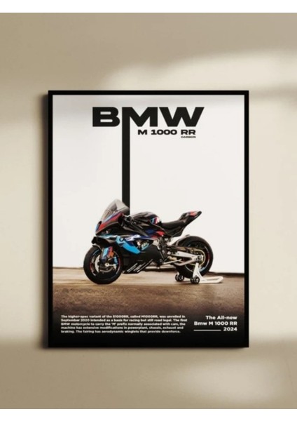Bmw M1000RR Motorsiklet Özel Tasarım Siyah Çerçeveli Tablo Poster