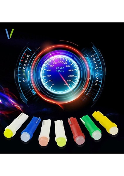 10 Adet 12V T5 LED Ampul Oto Kilometre Gösterge Kadran Ambians Aydınlatma Ledi Ice Blue ( Buz Mavi ) modelleri